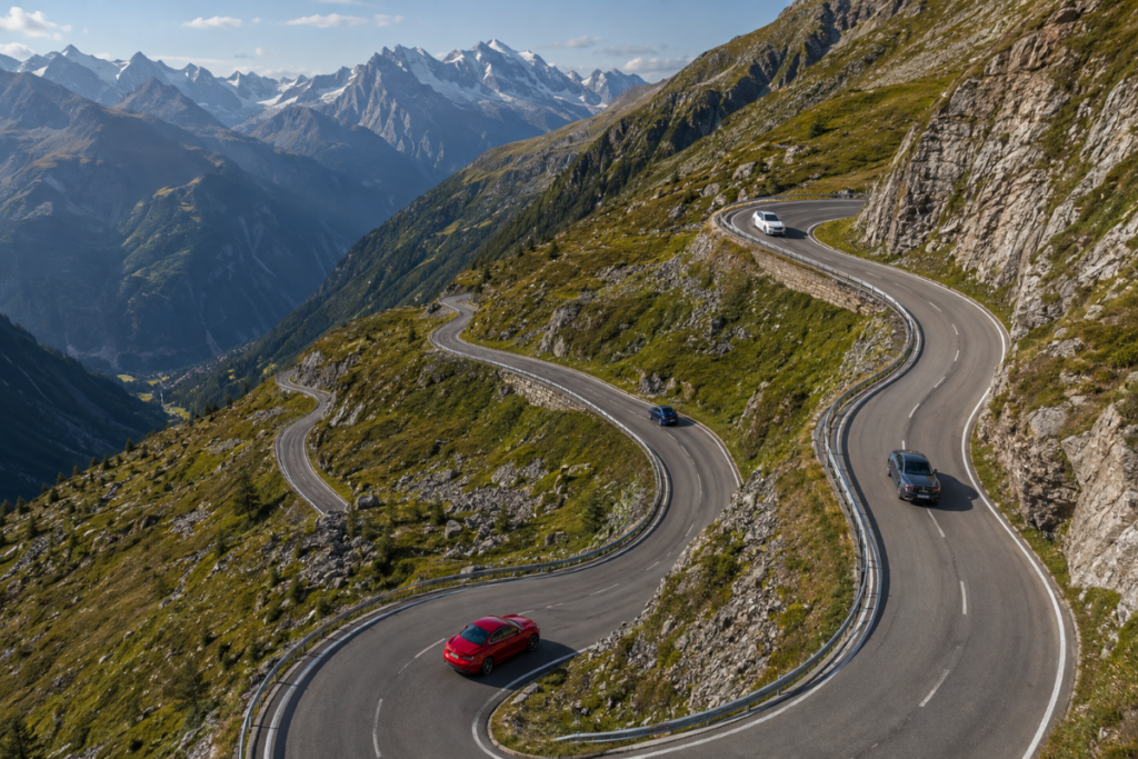 Alpenpass Drohnenflug